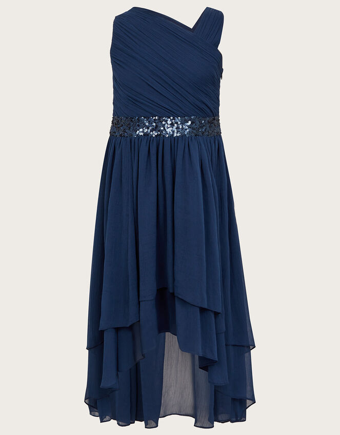 Navy Blue Off-the-shoulder Junior Girl Prom Dress GTEEN108