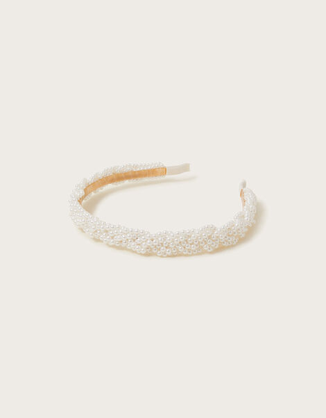 Pearl Plait Prom Headband, , large