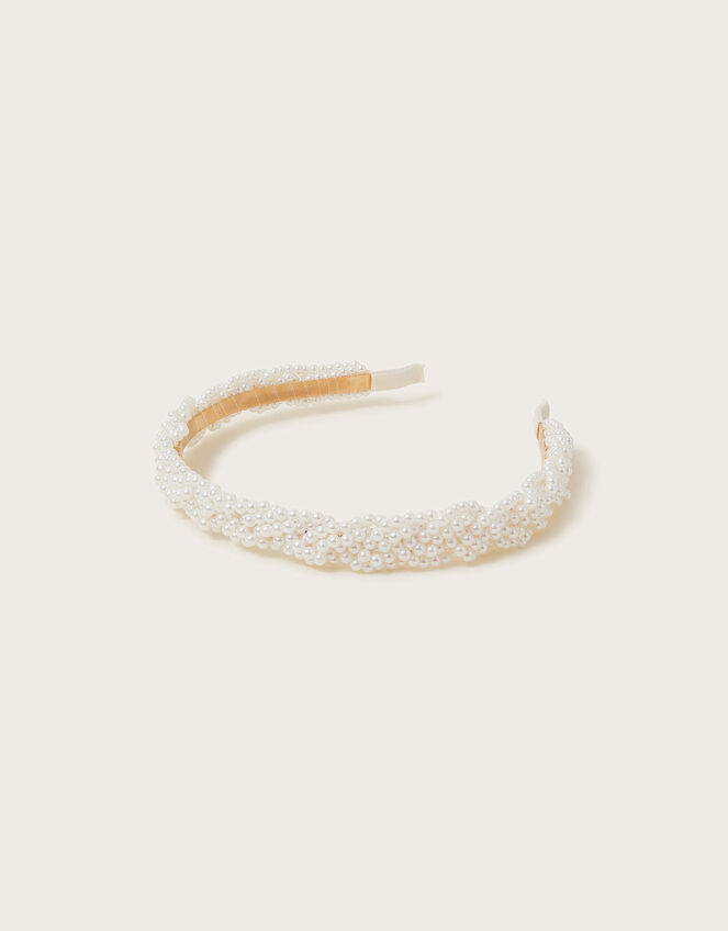Pearl Plait Prom Headband, , large
