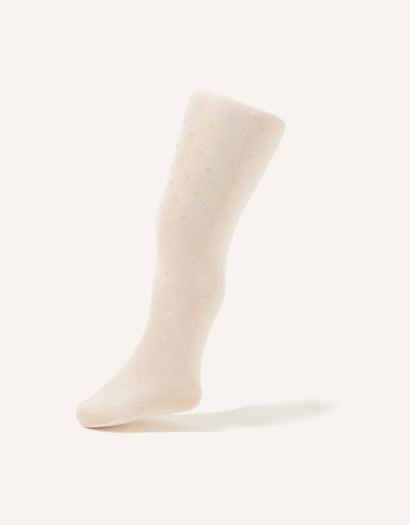 Baby 35 Denier Polka Dot Tights, Ivory (IVORY), large
