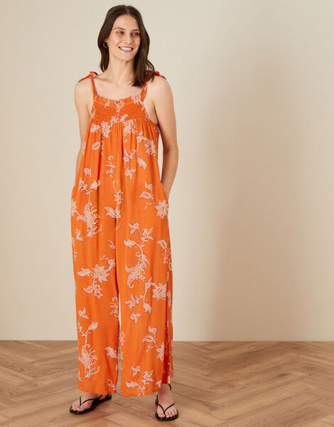 Kai Print Jumpsuit in LENZING™ ECOVERO™, Orange (ORANGE), large