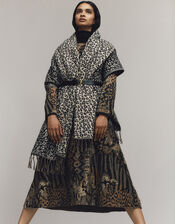 Mixed Print Jacquard Dress, Black (BLACK), large