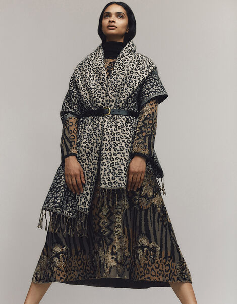 Mixed Print Jacquard Dress Black, Black (BLACK), large