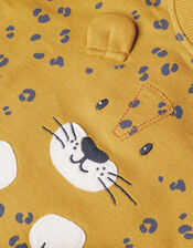 Newborn Leopard Print Sweat Set, Yellow (MUSTARD), large