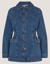 Mabel Longline Denim Jacket, Blue (MID AUTHENTIC BLUE), large