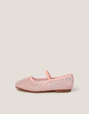 Bling Mesh Ballet Flats, Pink (PINK), large