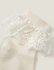 Heart Lace Socks, Ivory (IVORY), large