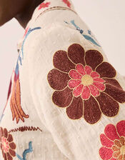 East Odeline Floral Embroidered Cotton Jacket, Ivory (IVORY), large