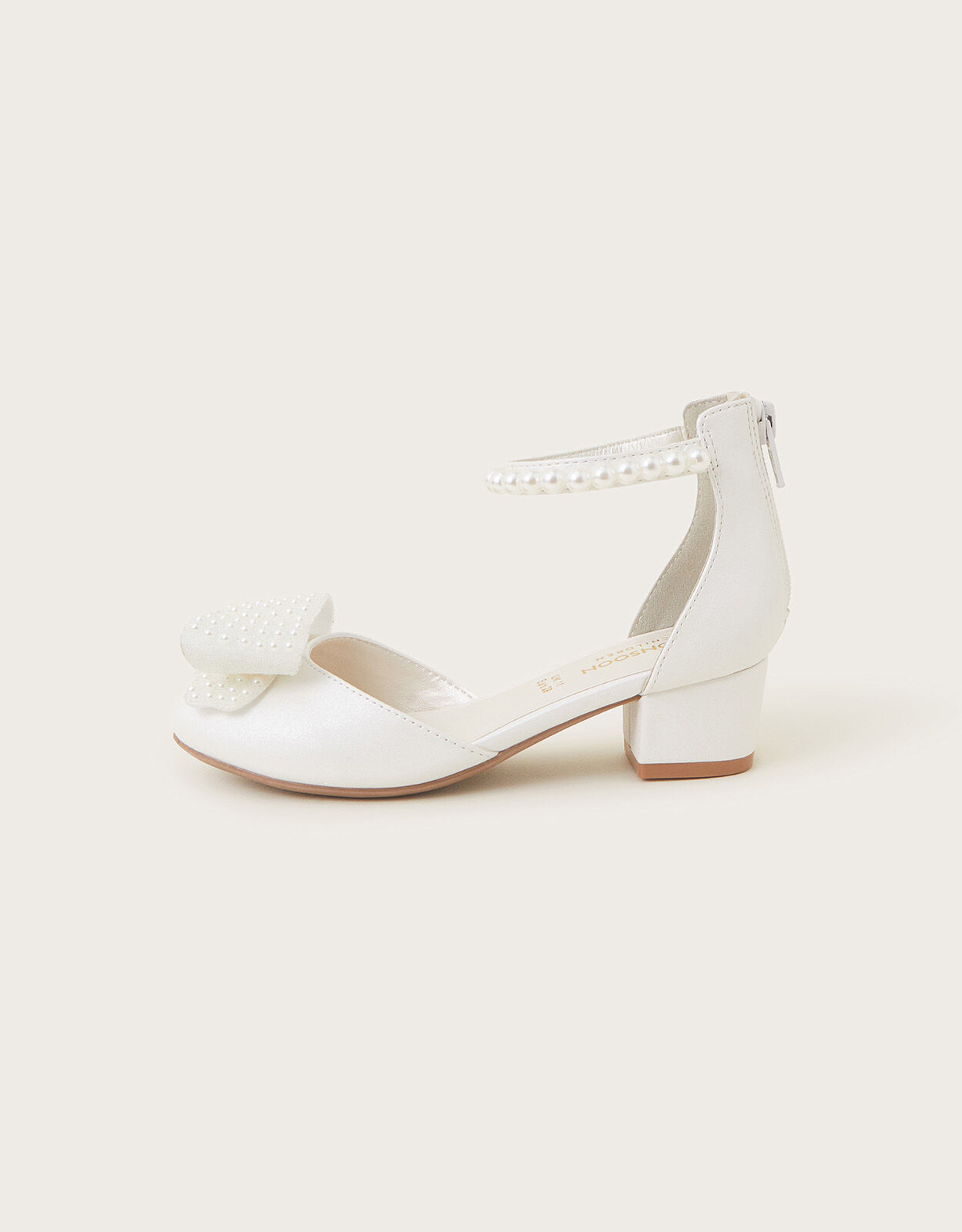 Pearly Bow Two Part Heels Ivory