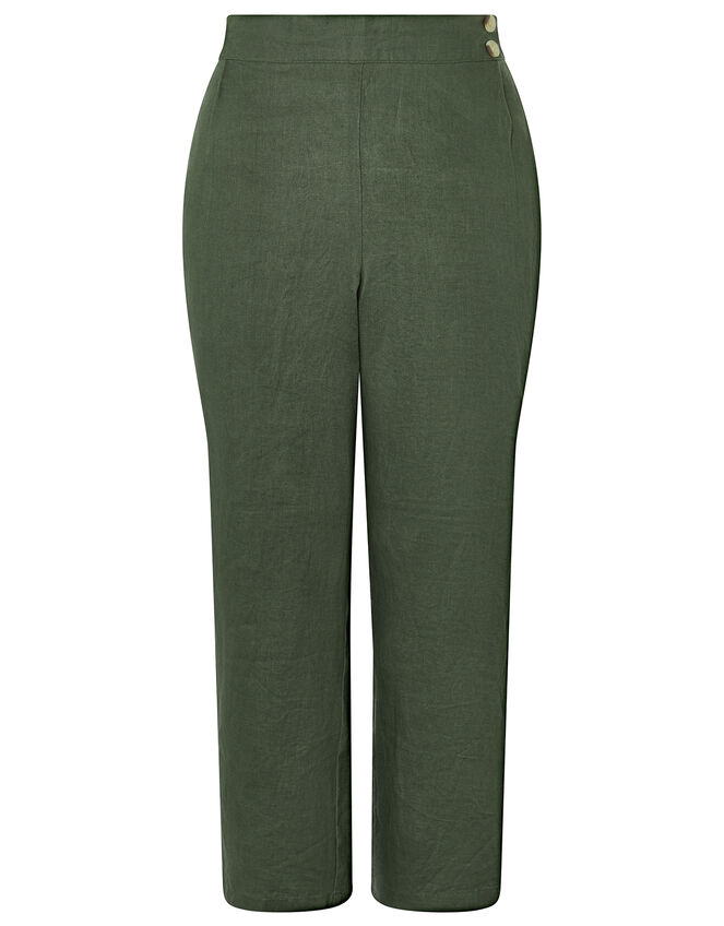 Bernice Culottes in Pure Linen, Green (KHAKI), large