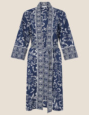 ARTISAN STUDIO Handscreen Print Robe, Blue (NAVY), large