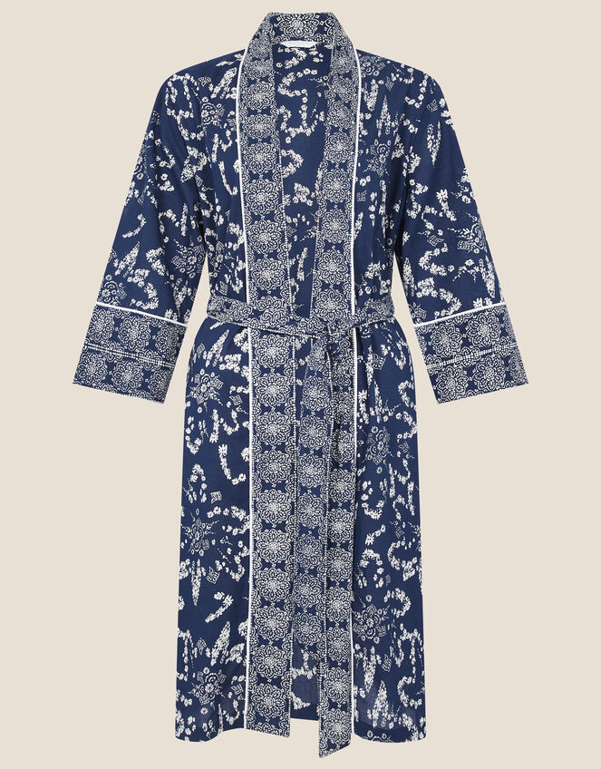 ARTISAN STUDIO Handscreen Print Robe, Blue (NAVY), large