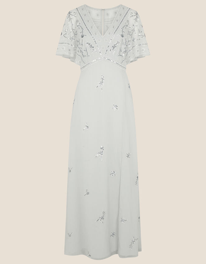 Elena Embellished Maxi Dress, Silver (SILVER), large