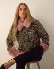 Monsoon x Queens of Archive Camilla Short Faux Fur Leopard Print Coat​, Brown (BROWN), large