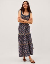 Polly Print Jersey Midi Dress, Blue (NAVY), large