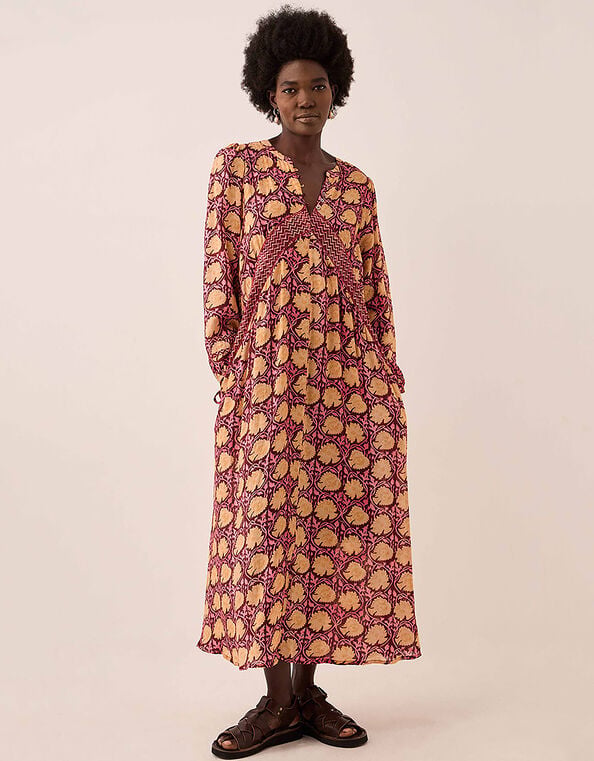 East Zinnia Floral Print Lightweight Dress, Red (BERRY), large