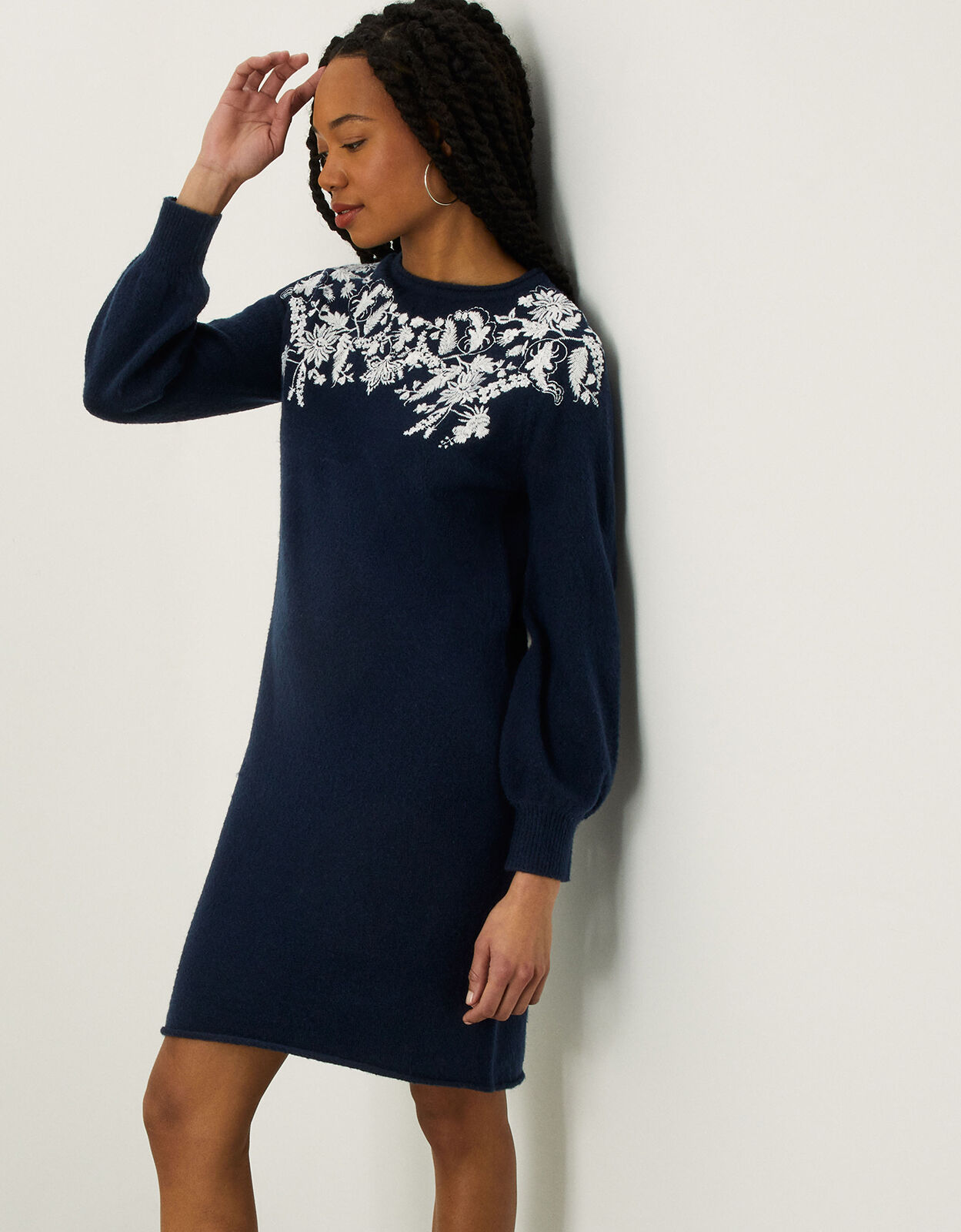 Embroidered top jumper dress