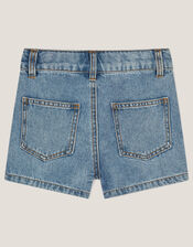 Embroidered Denim Shorts, Blue (BLUE), large