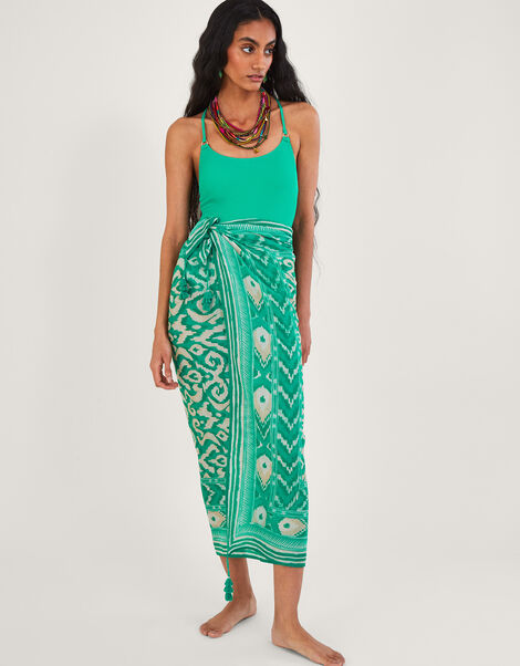 Ikat Print Sarong, Green (GREEN), large