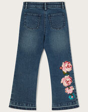 Boutique Rose Embroidered Wide Leg Jeans, Blue (BLUE), large