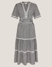 Gina Gingham Maxi Dress, Black (BLACK), large