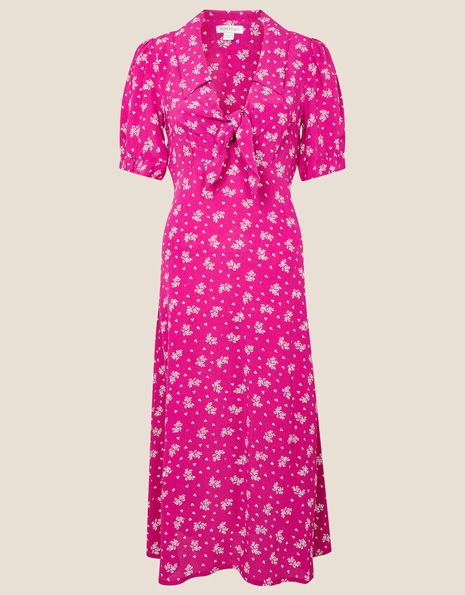 Abril Printed Tie Detail Dress , Pink (PINK), large