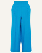 Cropped Trousers in Linen Blend, Blue (BLUE), large