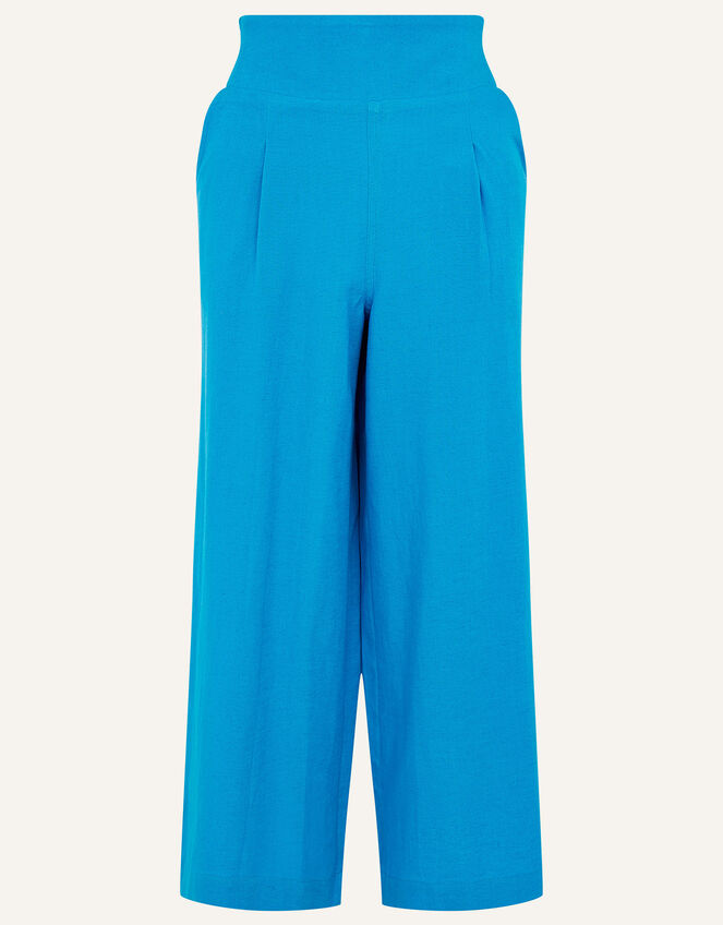 Cropped Trousers in Linen Blend, Blue (BLUE), large