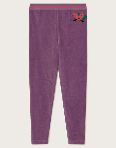 Rib Velour Leggings, Purple (LILAC), large