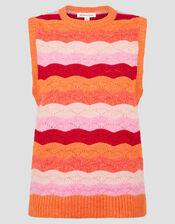 Sasha Scallop Stripe Knitted Vest, Pink (PINK), large