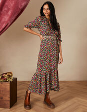 Contrast Wrap Print Jersey Dress , Multi (MULTI), large