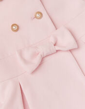 Faux Fur Hood Double-Breasted Coat, Pink (PINK), large