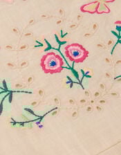 Butterfly Embroidered Hanky Hem Dress, Ivory (IVORY), large