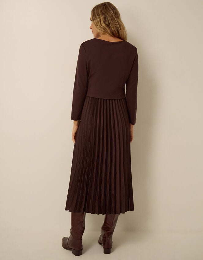 Petra Jersey Pleated Midi Dress, Brown (CHOCOLATE), large
