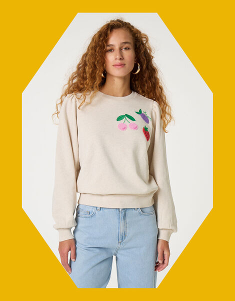 Fabienne Chapot Tina Embroidered Jumper, Camel (BEIGE), large