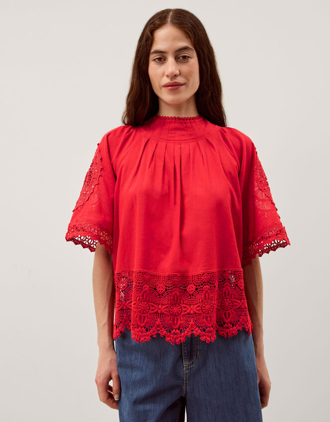 Emory Floral Lace Top, Red (RED), large