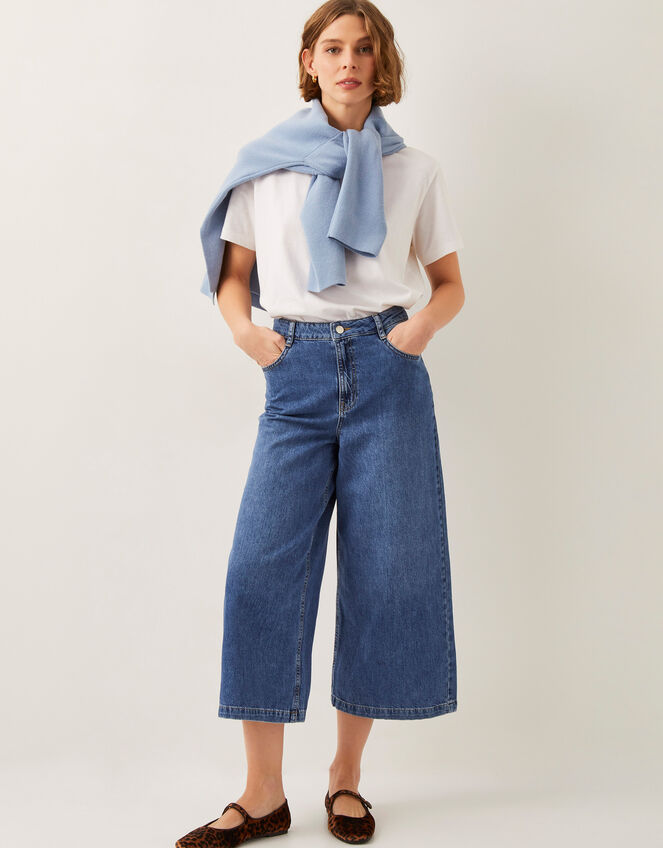 Jenna Wide Leg Crop Jeans, Blue (DENIM BLUE), large