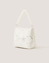 Flower Embellished Mesh Bag, , large