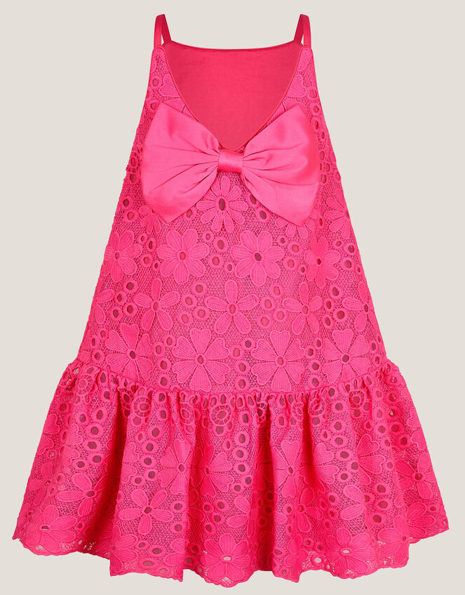Harper Lace Daisy Bow Dress, Pink (MAGENTA), large