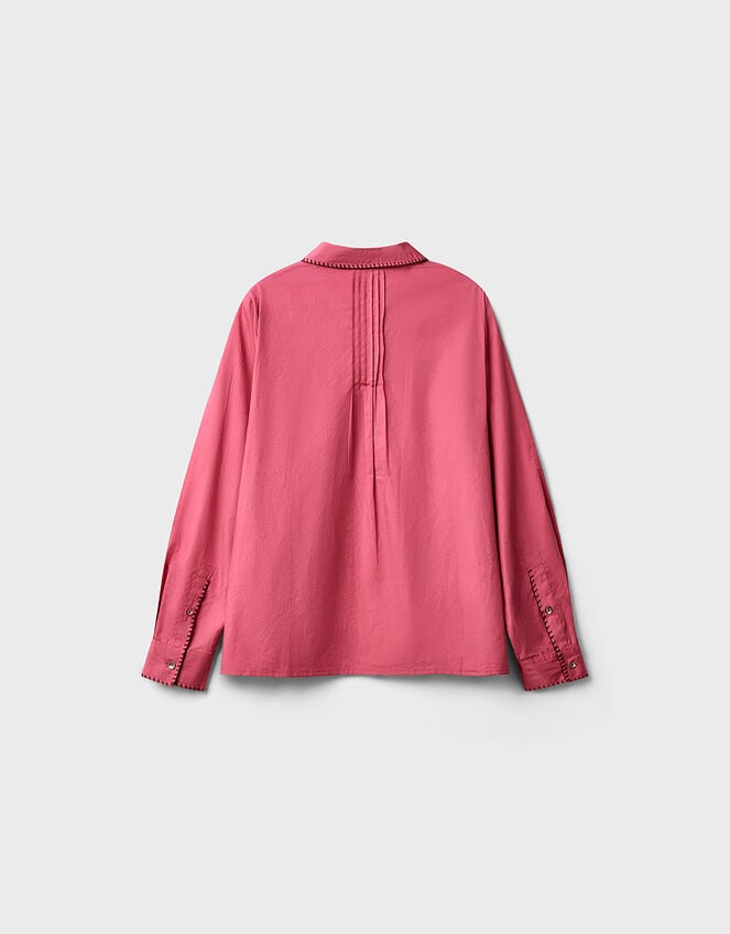 East Sumeera Embroidered Cotton Shirt, Pink (DUSKY PINK), large