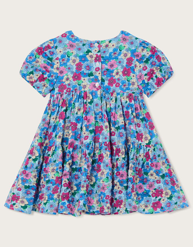 Baby Floral Puff Sleeve Dress, Blue (BLUE), large