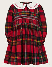 Baby Long Sleeve Tartan Dress, Red (RED), large