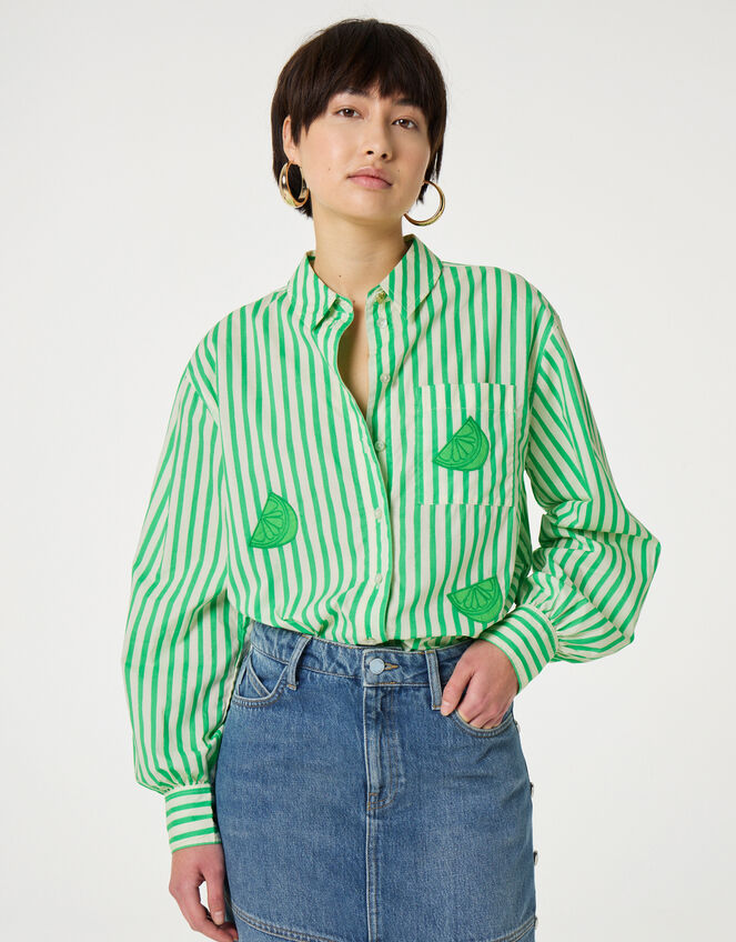 Fabienne Chapot Alex Lime Stripe Shirt, Green (GREEN), large