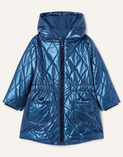 Lightweight Ruffle Hem Coat, Blue (NAVY), large
