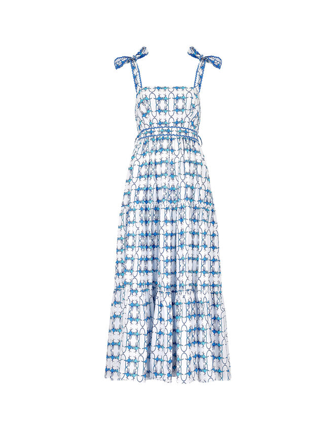 DEEBA Willa Print Tiered Dress, White (WHITE), large