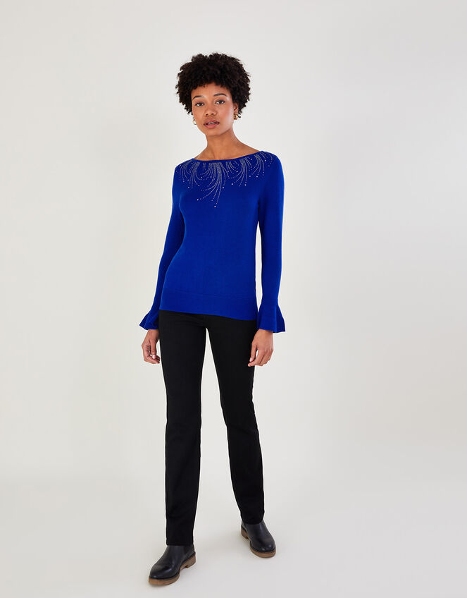 Trailing Heatseal Jumper with LENZING™ ECOVERO™, Blue (BLUE), large