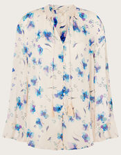 Mabel Floral Print Blouse in Sustainable Viscose, Ivory (IVORY), large