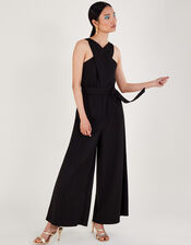 Jersey Smart Cross-over Jumpsuit, Black (BLACK), large