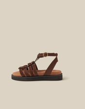 Gigi Suede Gladiator Sandals, Brown (CHOCOLATE), large