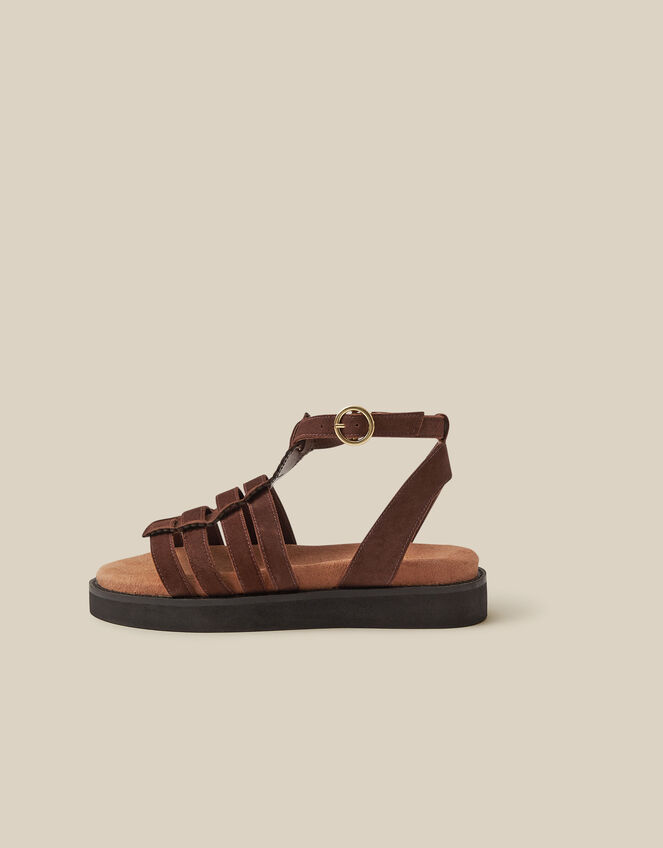 Gigi Suede Gladiator Sandals, Brown (CHOCOLATE), large